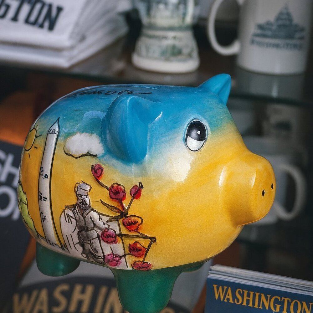 Washington DC Piggy Bank Colorful Raised Design Souvenir Tourist Gift Decor